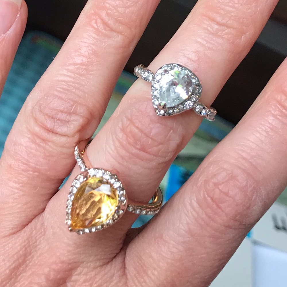 Citrine and CZ ring in 14 K rose gold (plated.) - Picture 6 of 6
